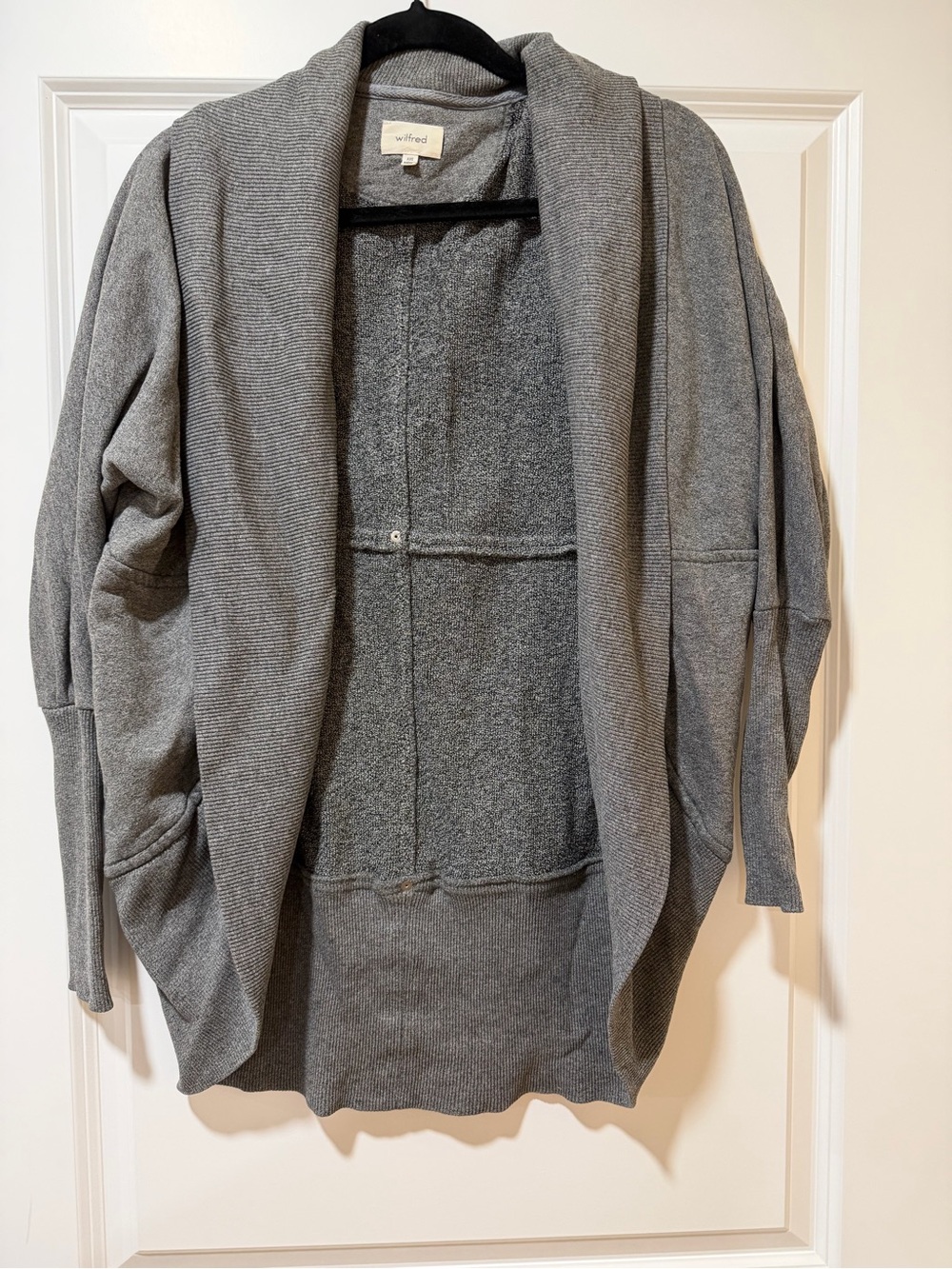 Wilfred Grey Shawl Collar Open-Front Cardigan